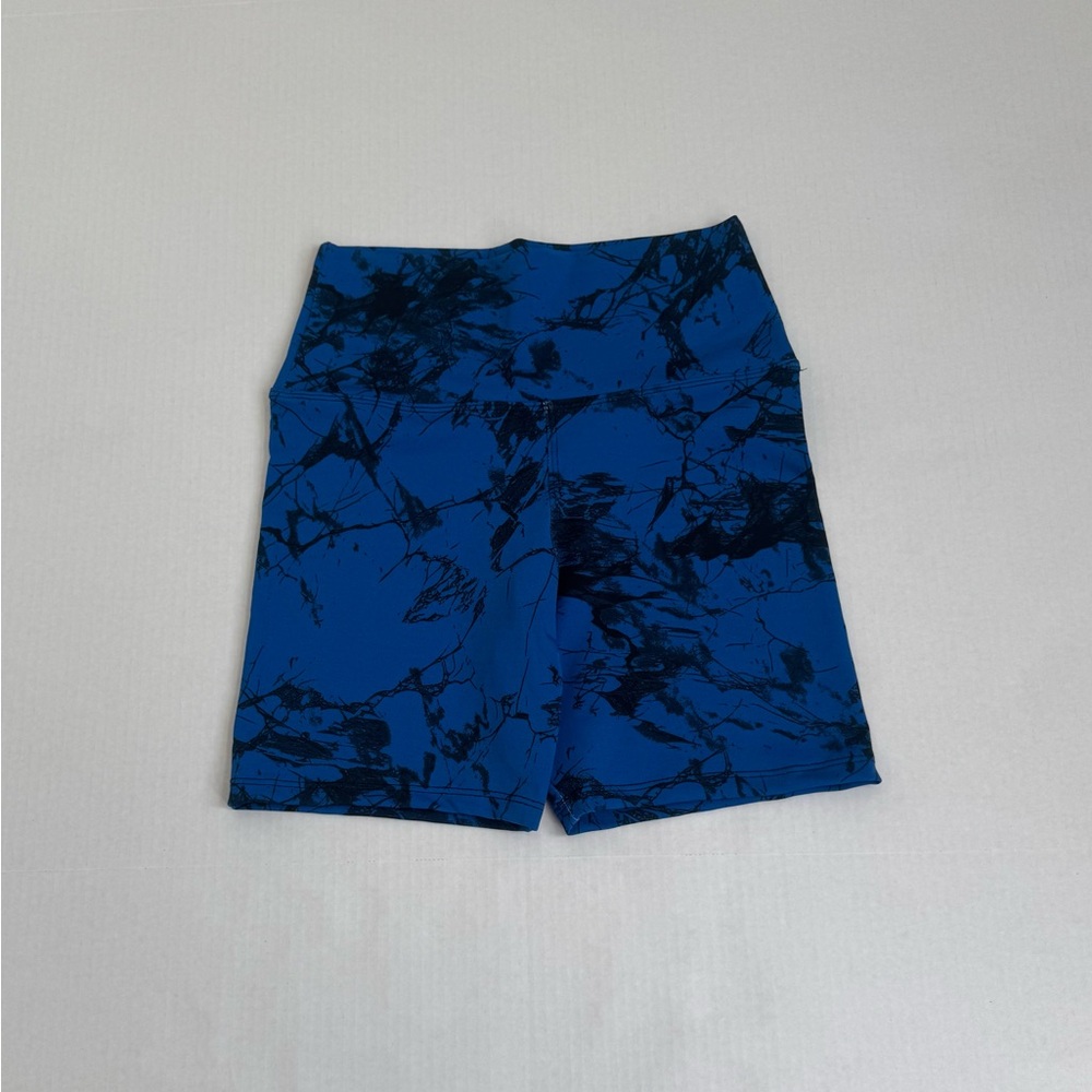 Blue Marble Print Athletic Shorts